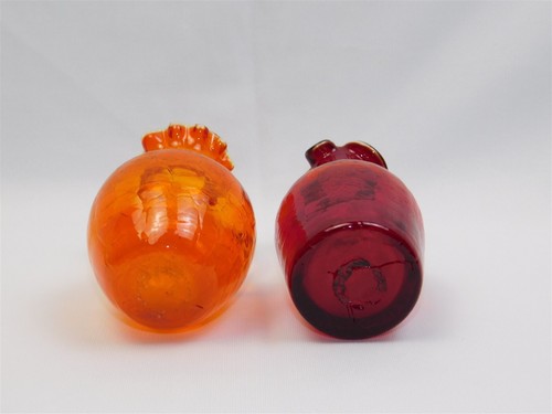 2 Vtg Amberina Red Tangerine Crackle Glass Pitchers MCM 4.5" - Picture 6 of 6