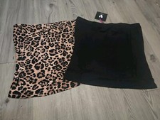 Size 14 V By Very 2 Pack Strapless Tops, Black/leopard
