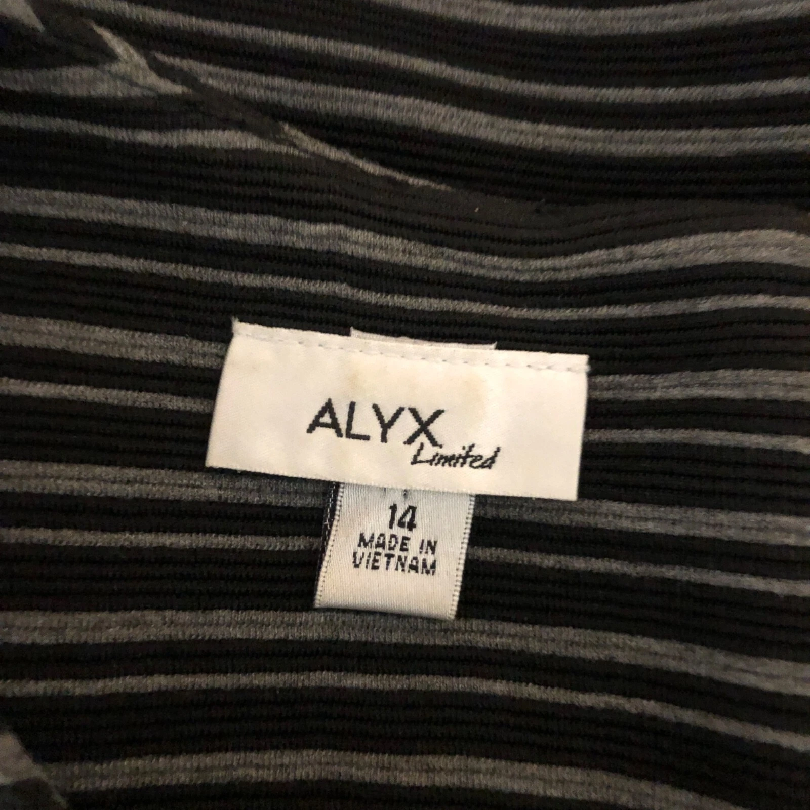 Abito Alyx Limited con cintura donna taglia 14 elasticizzato nero grigio tubino a righe