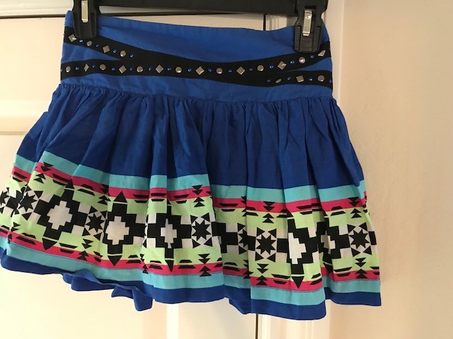 Justice Sz 14 Girls Multicolor Western style silver stud blue jewel accent Skort
