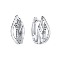 Ohrschmuck Creolen Ohrringe 925 Sterling Silber Glanz Poliert Zirkonia Weiß V