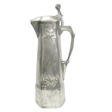 Kayserzinn Jugendstil Zinn Kanne Krug Bierkrug Hugo Leven Entwurf Antik 37cm
