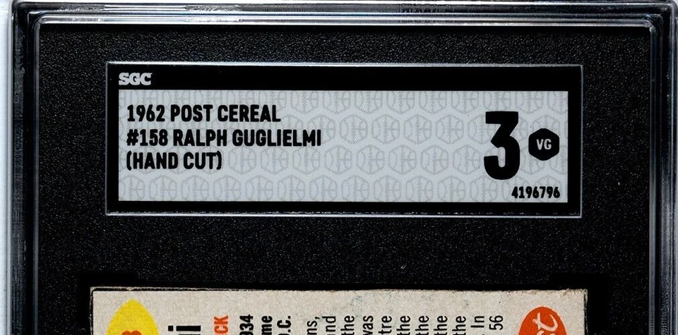 SGC 3 1962 Post Cereal Ralph Guglielmi #158 Hand Cut SP St Louis Cardinals - Image 3 of 3