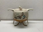 Red Wing Pottery USA Bob White Quail Covered Large Casserole Dish With Stand