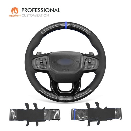 MEWANT Custom Suede PU Carbon Fiber Steering Wheel Cover for Ford Ranger 2023 - Picture 1 of 11