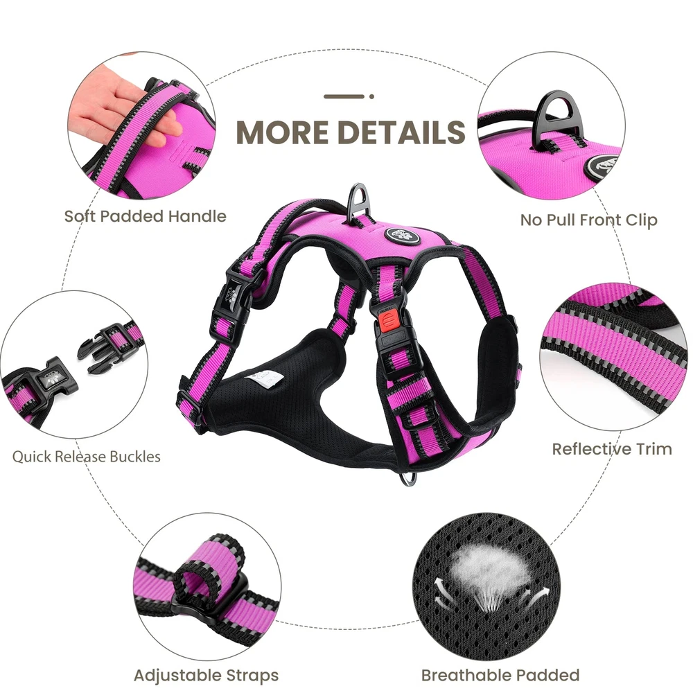 Dog Harness | No Pull Dog Harness | Reflective Oxford | Padded Handle | 4 Adj...