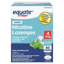 Equate Coated Ice Mint Nicotine Polacrilex Lozenges, Stop Smoking Aid, 80 Count
