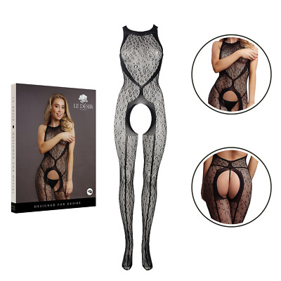 One Piece Crotchless Leopard Bodystocking Women Undergarment Fishnet Lingerie