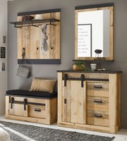 Garderobe Set 5-Teilig Used Wood Hell Und Anthrazit Garderobenkombination Stove