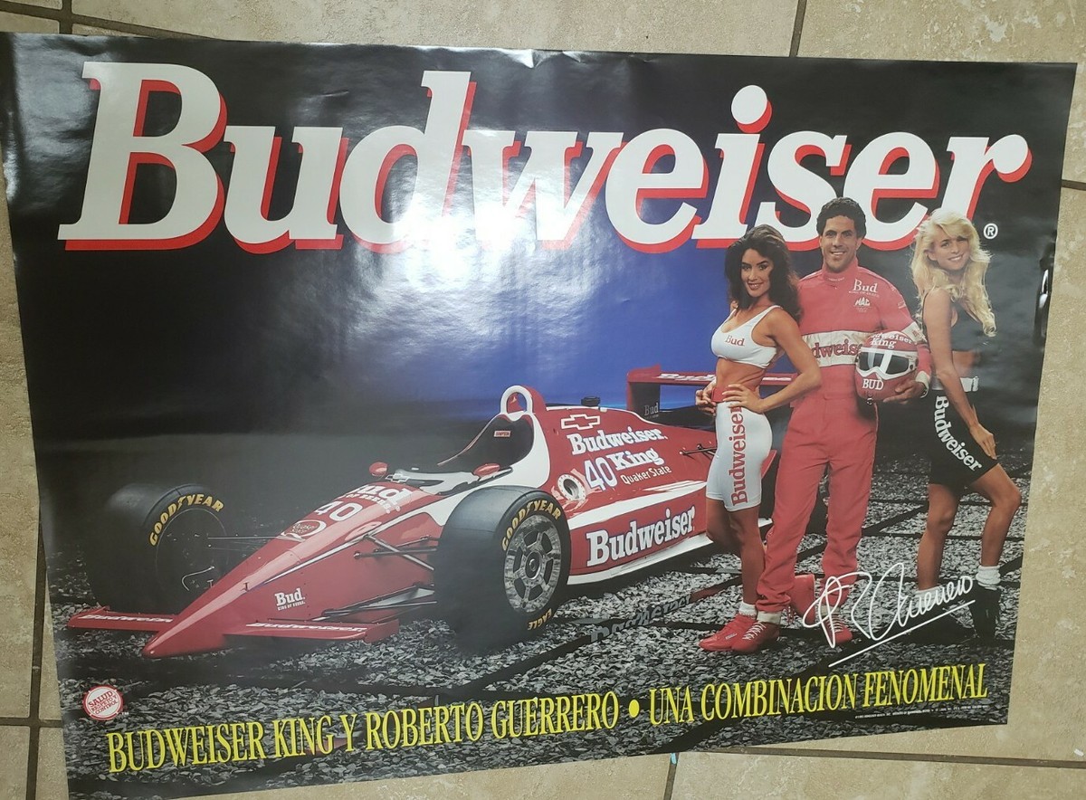 Guerrero ポスター 1993 Budweiser Roberto Guerrero racing vtg Poster 28 x 20 | eBay