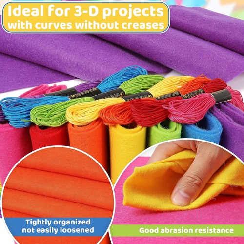 Rainbow Colors Felt Sheets 7 Rolls 8"x35" 1.4mm Thick for Sewing & DIY Crafts - Picture 4 of 6