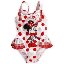 Disney Store 1 PC Deluxe Minnie Mouse Swimsuit Girl Size 5/6 7/8