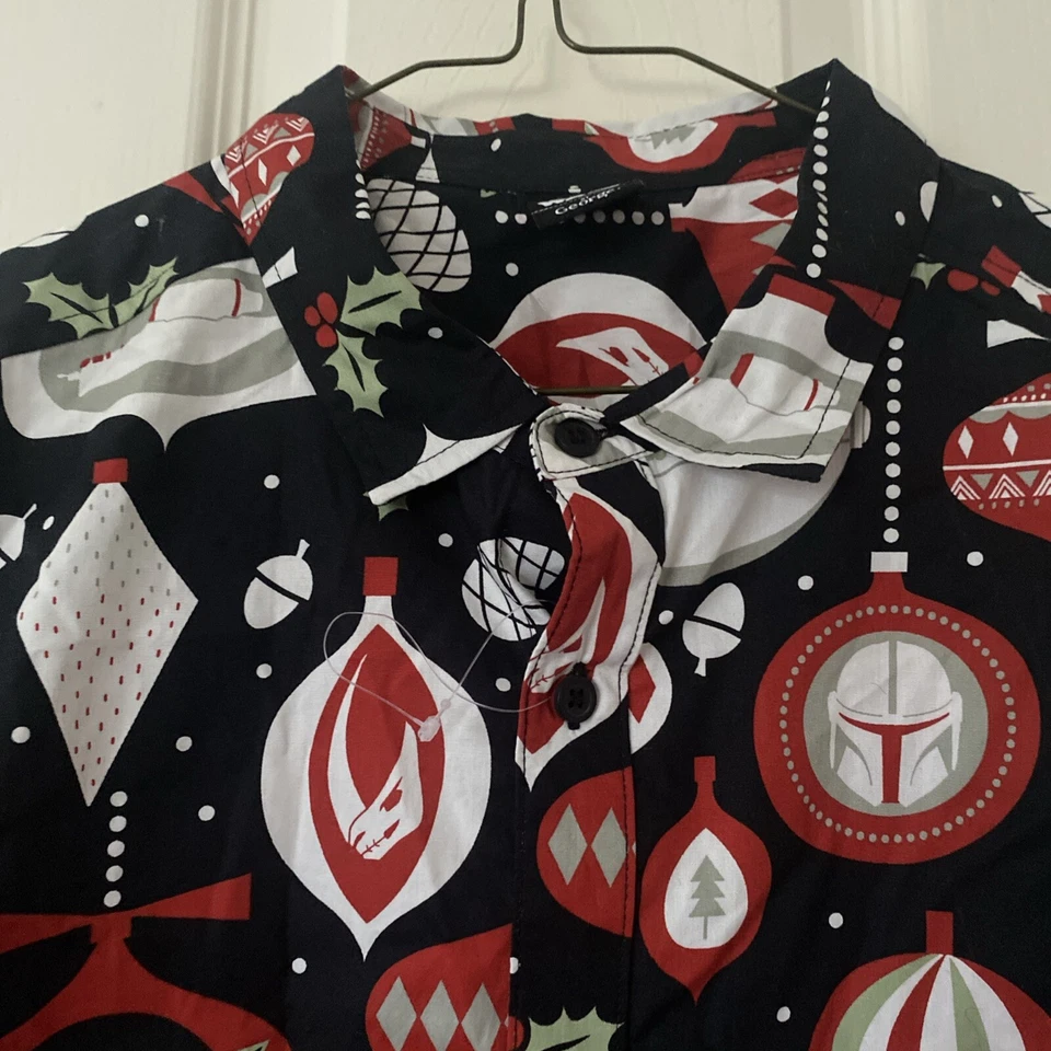 Disney George Star Wars Christmas Short Sleeve Shirt Cotton Large - Image 3 of 4