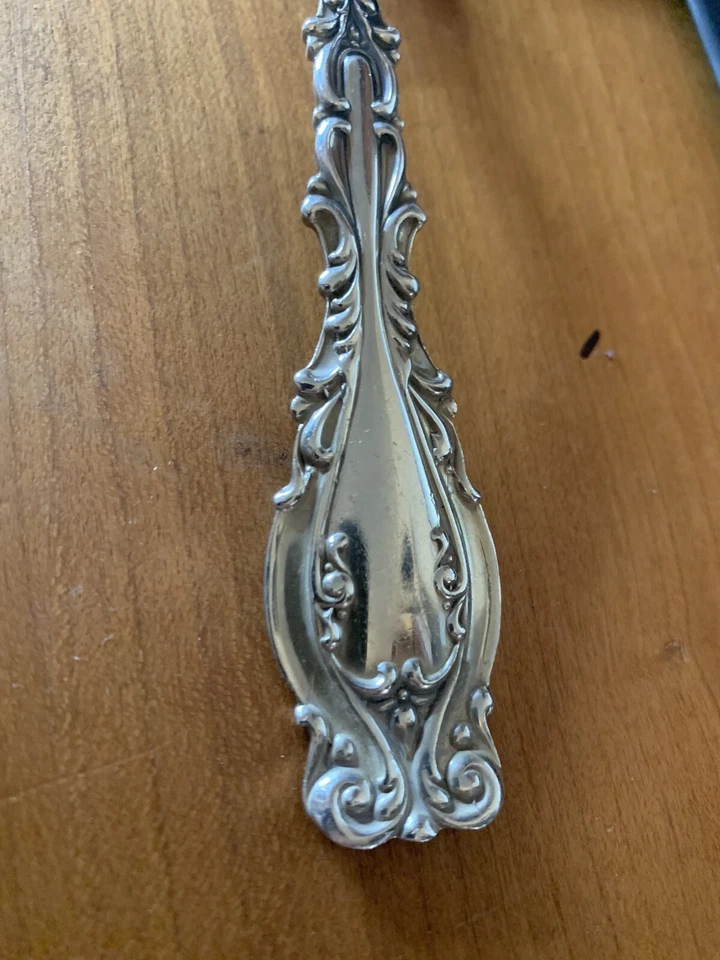 Antigua cuchara y tenedor para ensalada Frank Whiting JOSEPHINE de plata esterlina de 9 pulgadas 1895 Foto 4 de 4