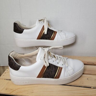 Michael Michael Kors Tennis Shoes White & Brown - Size 9M | eBay