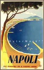 Napoli Italy 1942 Naples Vintage Poster Print Retro Style Italian Travel Decor