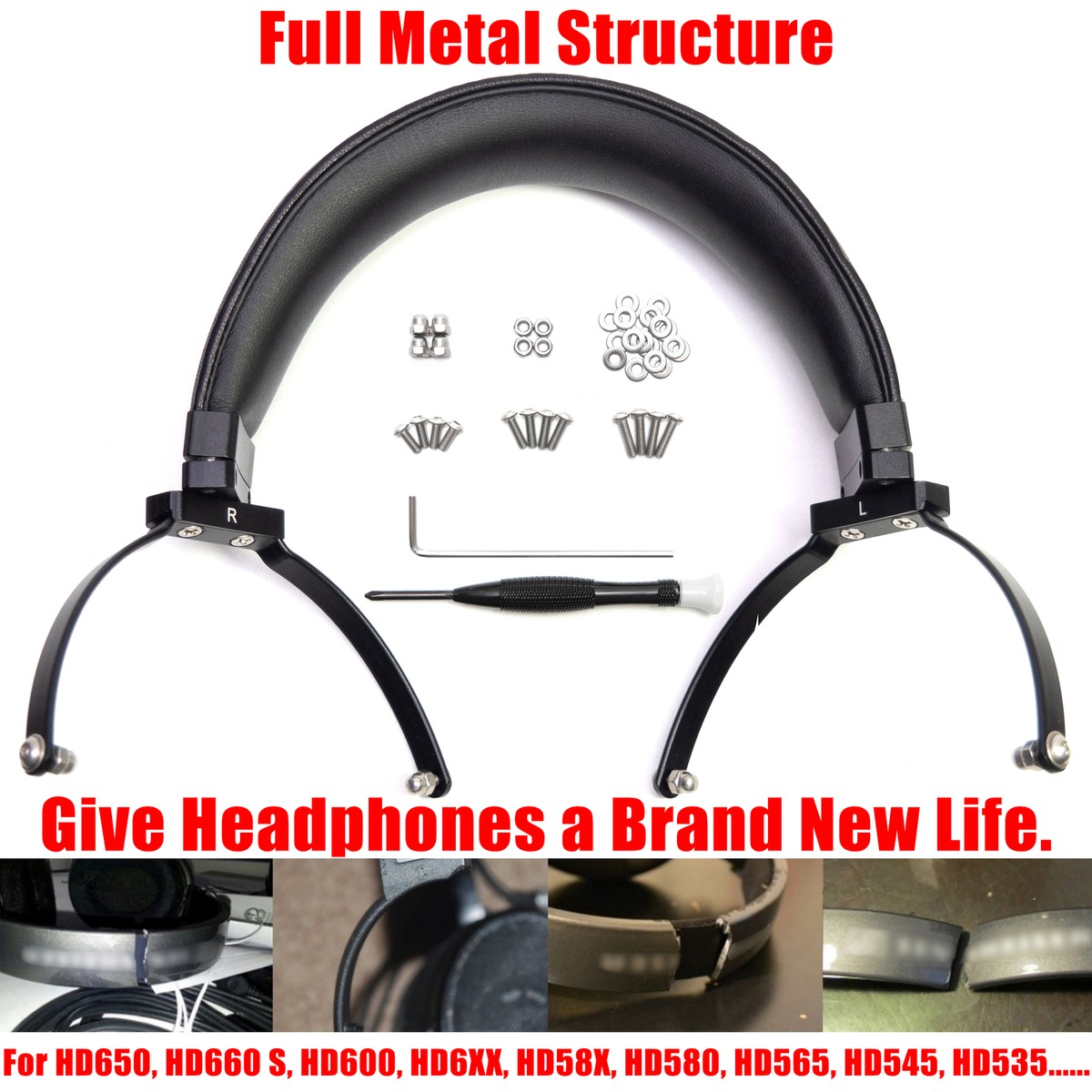 Lambskin Metal Headband For Sennheiser HD650 HD660 S HD600 HD6XX