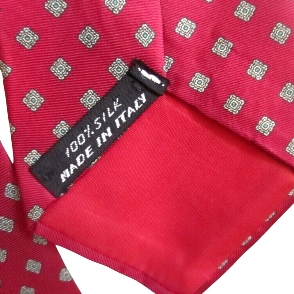 Corbata de seda roja vintage Anthony Foxx con patrón cuadrado Foto 4 de 4