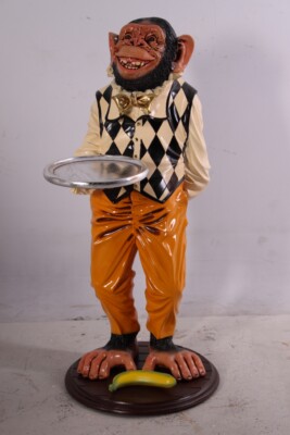 Large Monkey Chimp Butler Statue Restaurant Decor Chimpanzee Display Funny Decor