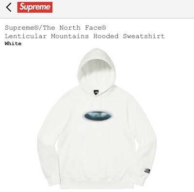 Supreme x The North Face Lenticular Mountains Hooded Sweatshirt White Mens  SizeL