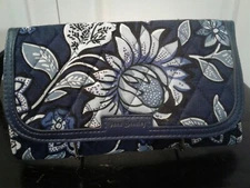 Vera Bradley Wallet Wristlet Blues Black White Floral Pattern NWOT