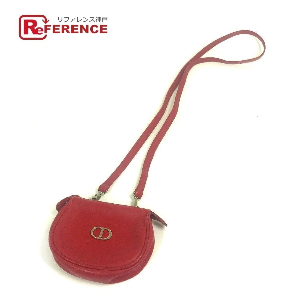 CHRISTIAN DIOR CDHardware mini pochette sac bandoulière cuir rouge/argent matériel