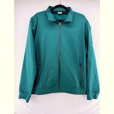 32 Degrees Cool Mens Full Zip Track Jacket Green Heather Mock Neck Size M