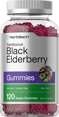 Black Elderberry Gummies | 120 Count | Sambucus, Zinc & Vitamin C | by Horbaach