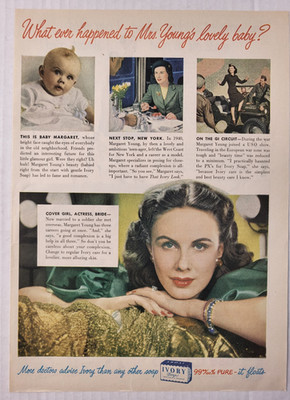 Ivory Soap-Margaret Young-Cover Girl, Actress, Bride-Print Ad 1946