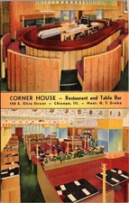 Corner House Restaurant Chicago Illinois Vintage Postcard Pan Broiled Steaks