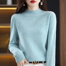 100 Merino Wool Cashmere Sweater Women's Sweater Semi-high-necked Long-sleeved