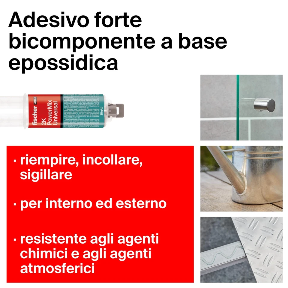 Fischer 2 Pz Mega Colla Epossidica Bicomponente PowerMix NTJH Presa Rapida - Immagine 2 di 4