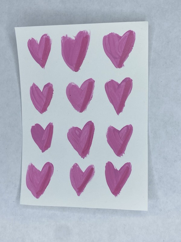Original ACEO Acrylic Mini Painting Valentines Day Pink Love Hearts 2.5x3.5