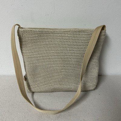 The Sak Elliott Lucca Purse Cream Crochet Shoulder Bag Zip Closure 8.5 x10.5 