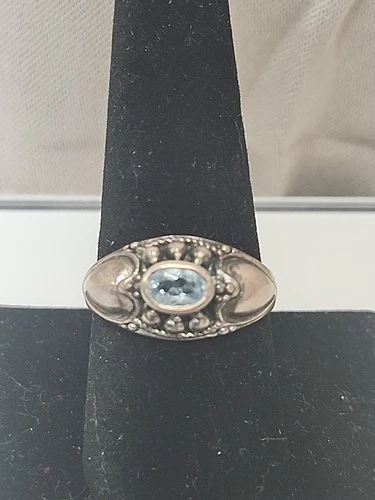 Vintage Blue Topaz Sterling Silver Ring Size 9 Thailand 925