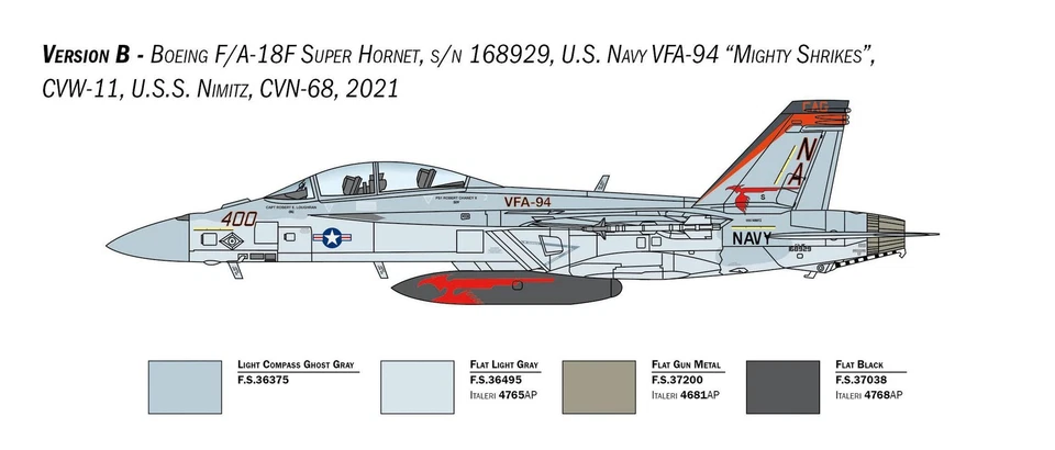 ITALERI 1/48 F/A- 18F SUPER HORNET U.S. NAVY SPECIAL COLORS - Immagine 4 di 4