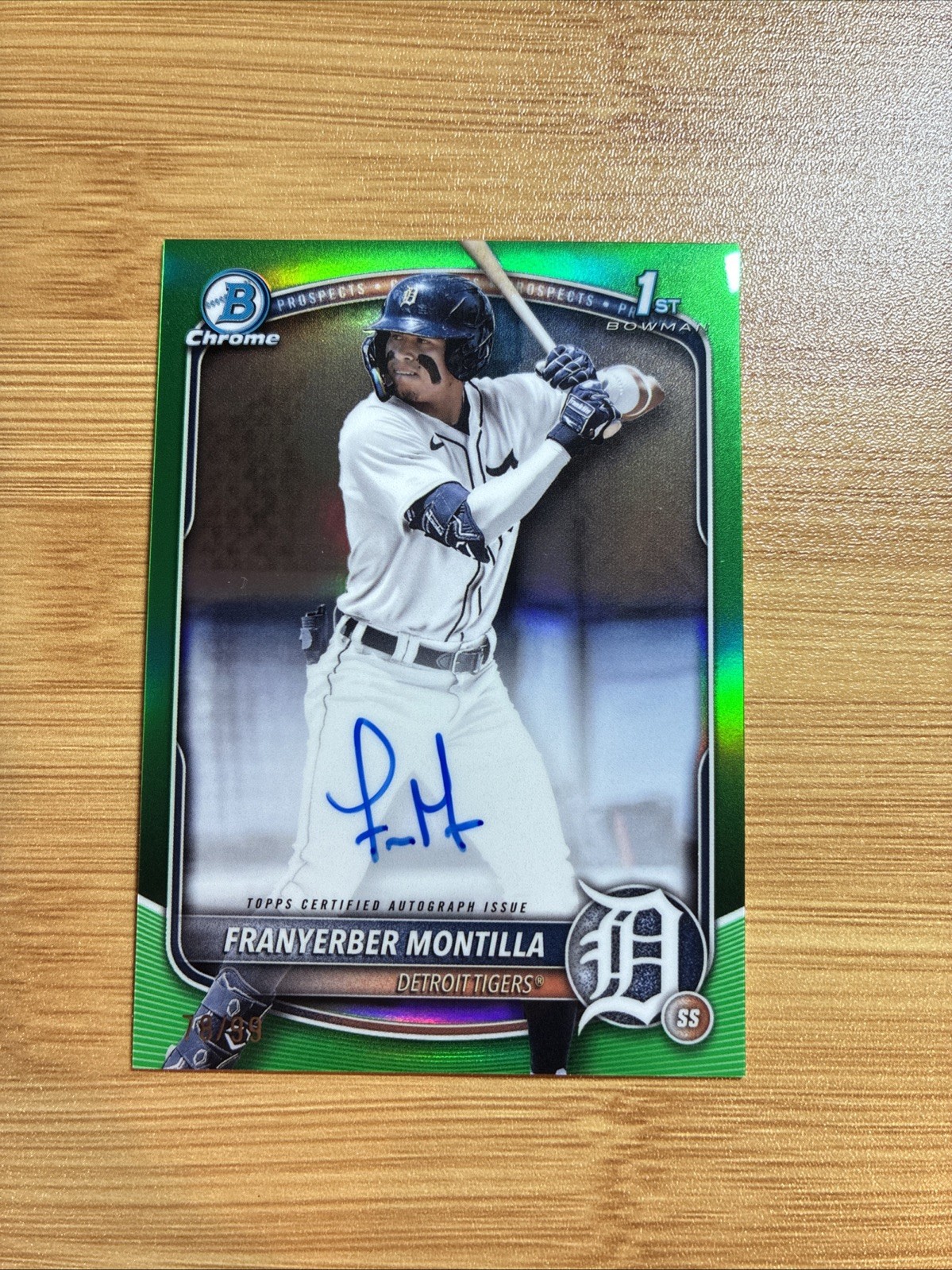 2025 Bowman #CPA-FM Franyerber Montilla Chrome 1st Auto Green Refractor #/99