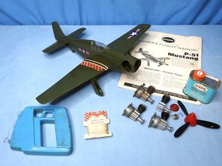 Original 1971 Cox P 51 Mustang .049 Gas Engine Control Line Airplane