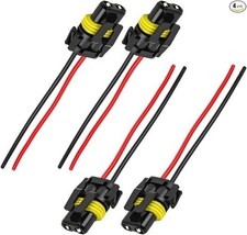 4 PCS Wiring Harness Headlight Socket, 9005 9006 HB3 HB4 Female Adapter Wiring H