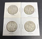 Walking Liberty Half Dollars Lot Of 4 90% Constitutional Silver Coins