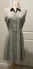 J.CREW WOOL BUTTONS DOWN CAP SLEEVES DRESS SIZE 6 LIGHT GREY C4452