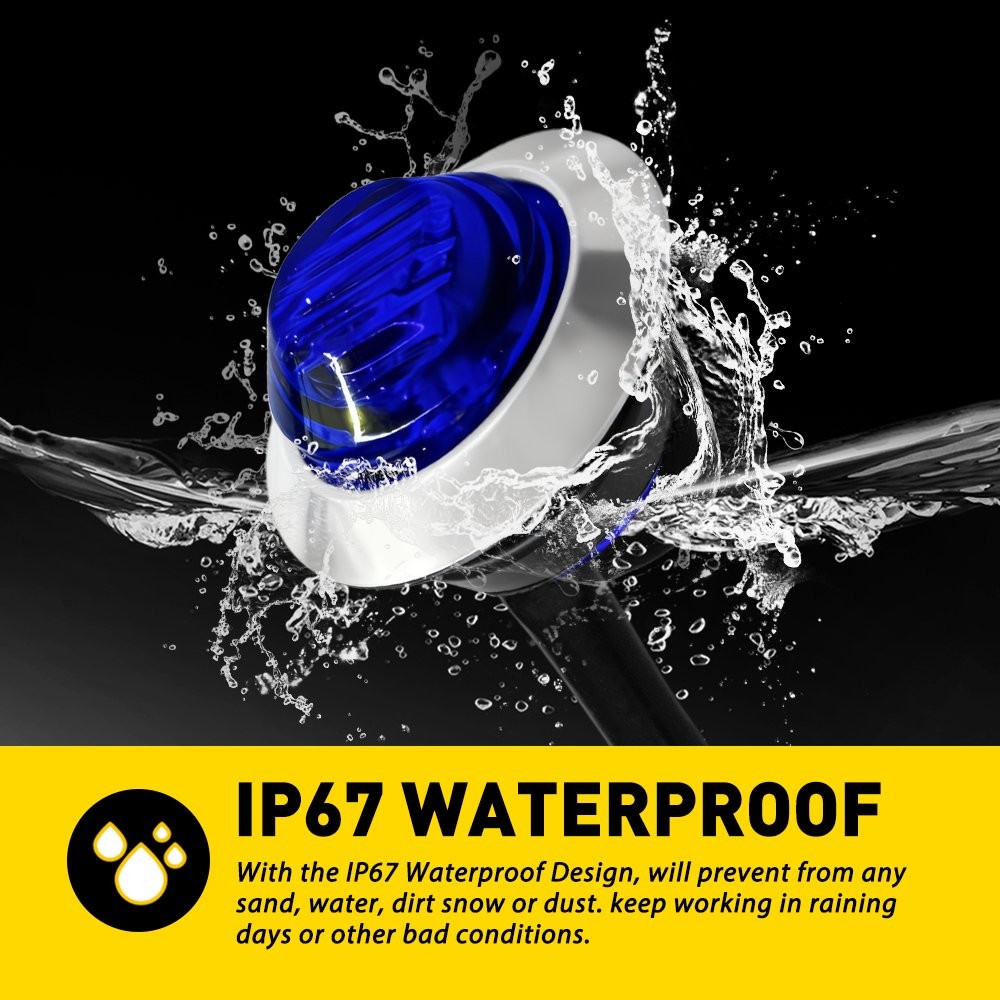 3/4" 12V Marker Lights LED Trailer Round Side Bullet Blue Stop Lamp w/ Ring 20x thumbnail 8