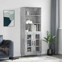 Schmales Hohes Highboard Betongrau 69,5X34X180 Cm Holzwerkstoff