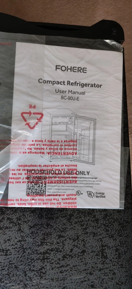 FOHERE BC-90U-E  3.2 Cu. Ft Mini Fridge with Freezer, Compact Small Refrigerator - Image 4 of 4