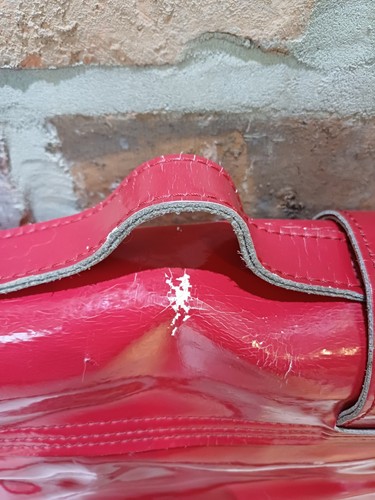 Dr. Martens 14" Lipstick Red Patent 100% Leather Messenger Satchel Shoulder Bag - Picture 17 of 21