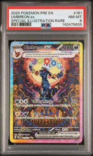 2025 POKEMON PRISMATIC EVOLUTIONS SPECIAL ILLUSTRATION RARE UMBREON EX PSA 8