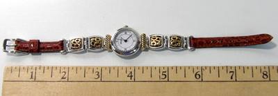 Brighton Camden Watch Two Tone Gold & Silver Reversible Brown to Black Leather