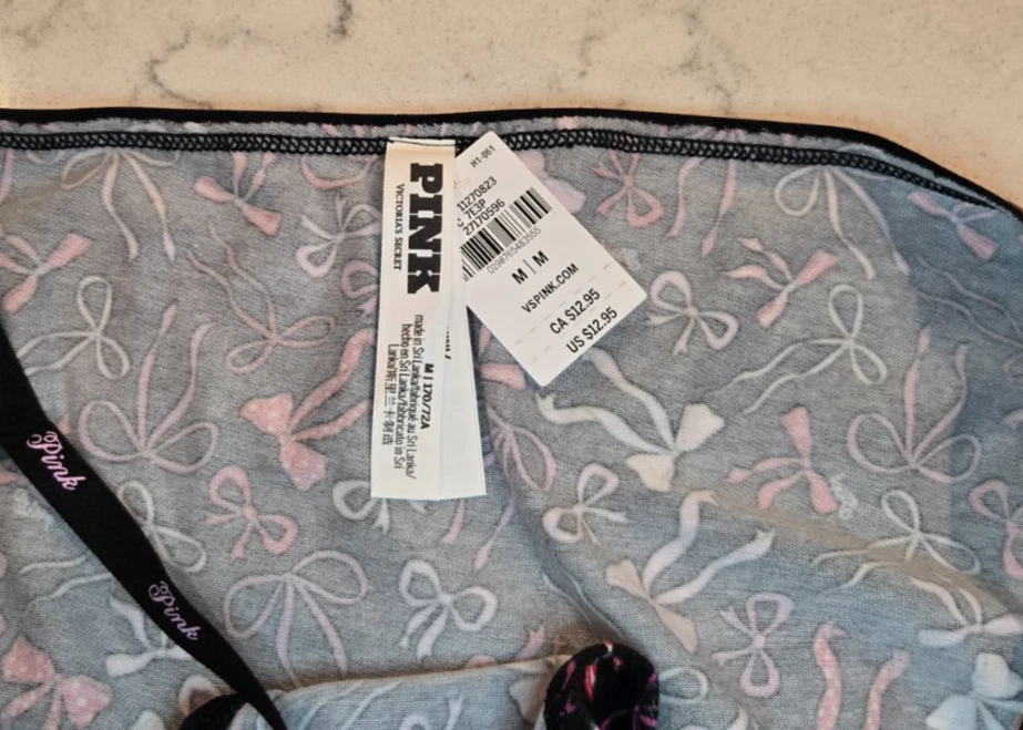 Bikini Victoria's Secret ROSA Logo Algodón Tanga - M - VS Negro Panty Nuevo con Etiquetas Foto 3 de 4