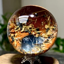 94G Natural rutilated with Black iron ore Quartz Crystal Sphere Ball Healing