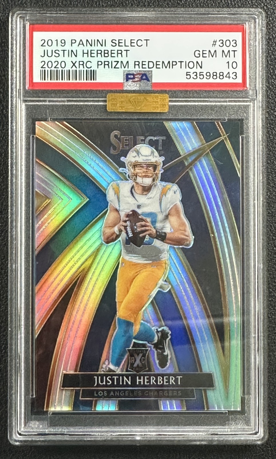 JUSTIN HERBERT PSA 10 2019 PANINI SELECT #303 2020 XRC SILVER PRIZM MBA GOLD RC view 1